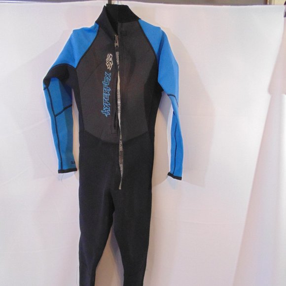 Hyperflex JUNIOR Size Access Full Body 3/2mm Back Zip Wetsuit, Black / Blue 14 - Picture 2 of 13